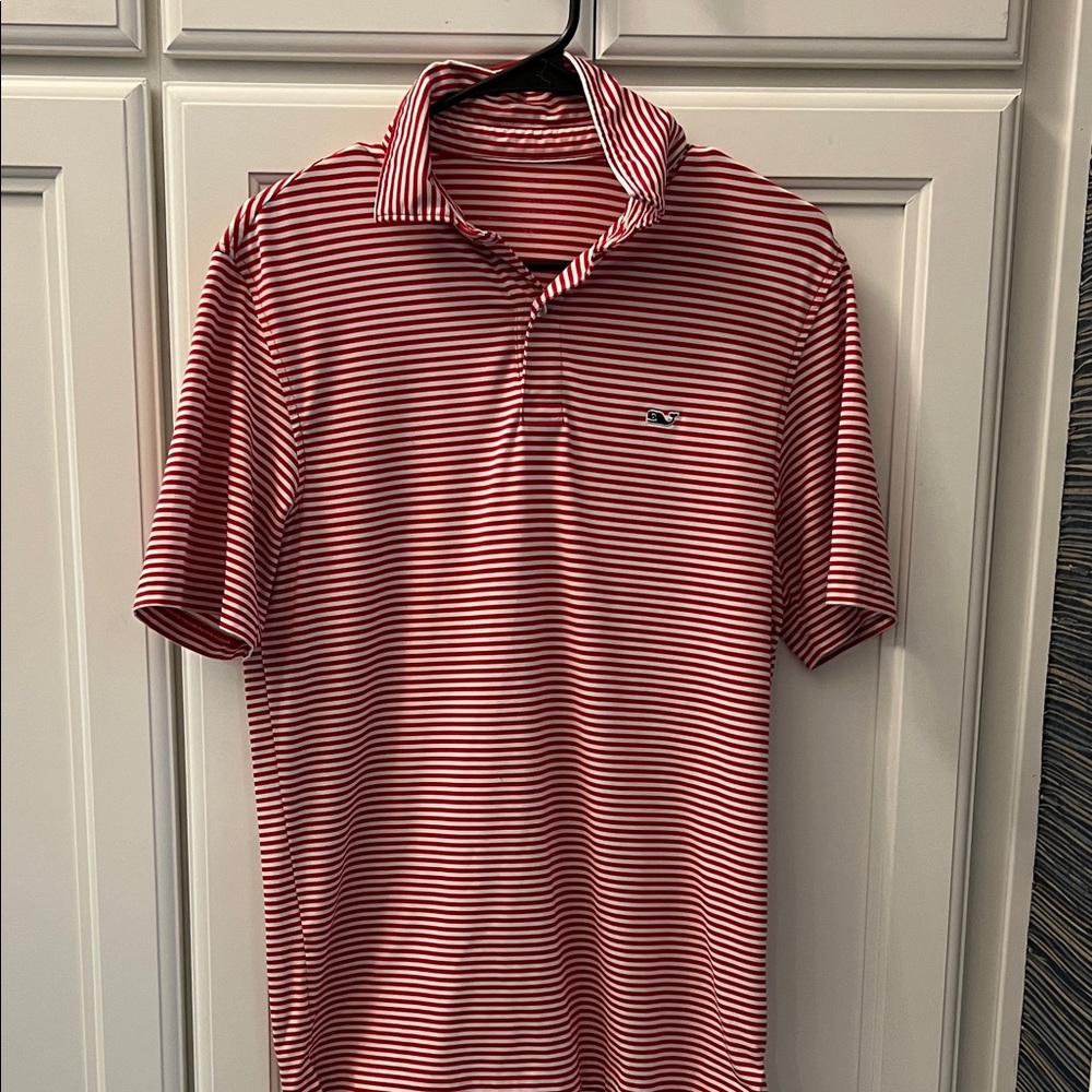 Vineyard Vines Red and White Striped Polo Shirt